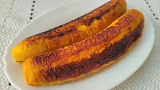 Plátano maduro asado en sartén ¡Sin horno!