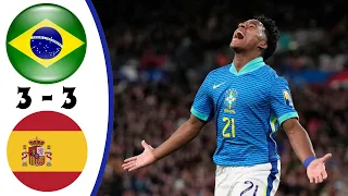 Spain vs Brazil 3 3 Highlights & All Goals 2024 HD Endrick Goal