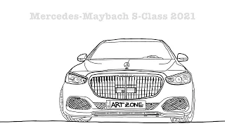 How to Draw Simple and Easy Mercedes-Maybach S-Class 2021