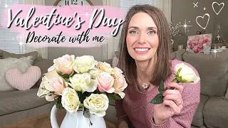 VALENTINES DAY DECORATE WITH ME | VALENTINES DAY DECOR |SIMPLE coffee bar, mantle, tiered tray ideas