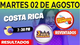 Sorteo 7:30PM Nuevos Tiempos y 3 Monazos Medio día del martes 2 de agosto del 2022