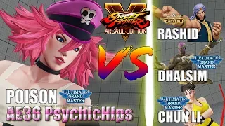 SFV AE 👊🏻 AE36 PsychicHips (Poison) vs Justakid (Rashid) & NYC XYKROM (Dhalsim) & SFV DDM (Chun Li