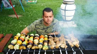 ШАШЛЫК ИЗ КУРИНЫХ КРЫЛЬЕВ С ОВОЩАМИ НА МАНГАЛЕ