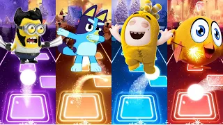 Minions Vs Bluey Vs Oddbods Vs Where's Chicky - Tiles Hop EDM Rush!