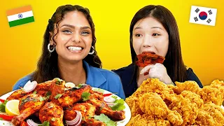 Korean & Indian Girl SWAP Chicken For The First Time (Tandoori Chicken, Korean Chicken) | KATCHUP