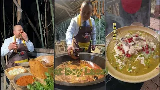 mukbang | Man Han Banquet | Wild pepper fish | cooking videos | village cooking | Fat Boy Laosi