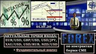 Форекс: Точки входа и цели по сделкам 01.10.20. Прогноз по евро доллару (EURUSD), йене, золоту.