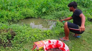 Fishing Video || The beautiful village boy is fishing in canal with use meat || Fish hunting