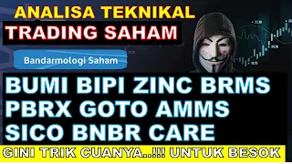 analisa saham BUMI BIPI ZINC BRMS PBRX GOTO AMMS SICO BNBR CARE 17/10/2022 | gini caranya cuan !!!!