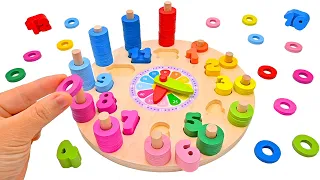 Learn Numbers & Counting with wooden clock toy set | Toddler Learning Video