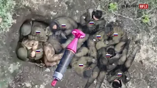 Horrible!! Ukrainian drone grenade blow up above on Russian soldiers head his in trenches Bakhmut