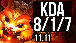 GNAR vs SINGED (TOP) | 8/1/7, 70% winrate | BR Master | v11.11