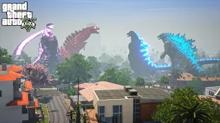 Team Shin Godzilla vs Atomic Godzilla, Heisei Godzilla - Epic Battle ( GTA V Mods )