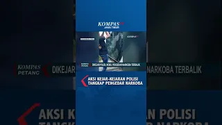 Kabur dari Kejaran Polisi, Mobil Pengedar Narkoba Terbalik #shorts #narkoba #bandar #aksi #polisi