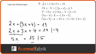 Lineare Gleichungen: Trainingsvideo Klammern (Nr. 1)