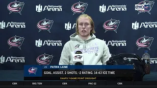 Patrik Laine postgame on 'embarrassing' Blue Jackets loss and his reduced ice time late in the game