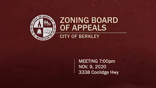 Berkley Zoning Board of Appeals Meeting - November 9, 2020