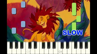 SLOW piano tutorial "I JUST CAN'T WAIT TO BE KING" The Lion King, Disney, free sheet music (pdf)