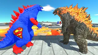 Superman Godzilla 2014 VS Godzilla 2021 Lava Death Run - Animal Revolt Battle Simulator