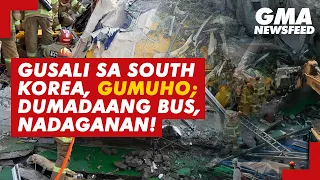 Gusali sa South Korea, gumuho; dumadaang bus, nadaganan! | GMA News Feed