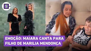 Maiara emociona ao cantar "Fã Clube" para filho de Marília Mendonça