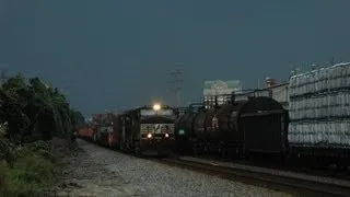 Two Norfolk Southern trains meet in a storm!