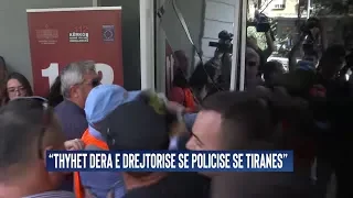 "Banoret e Unazes se re thyejne deren e Drejtorise se Policise Tirane, shkak arrestimi i 3 banoreve