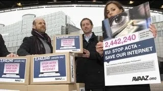 Anti-ACTA activists hand MEPs massive petition