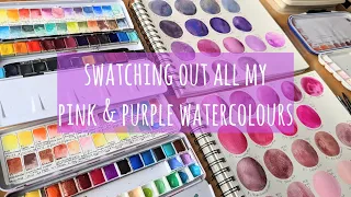 Swatching Out All My Pink & Purple Watercolour Paints: Schmincke, Daniel Smith, Roman Szmal, A Gallo