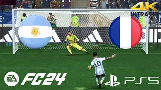 FC 24 - Messi v Mbappe Argentina vs France Penalty Shoutout | PS5 4K HDR
