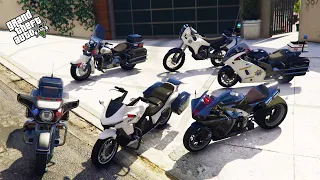 GTA 5 - Stealing POLICE EMERGENCY BIKES With Franklin! | (Real Life Cars #12)