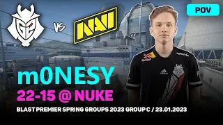 CSGO POV G2 m0NESY (22-15) vs NAVI (NUKE) @ BLAST Premier Spring Groups 2023 Group C / Jan 23, 2023