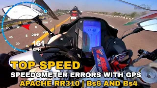 Apache RR310 BS6 AND BS4 TOP SPEED TEST WITH GPS | SPEEDOMETER ERRORS