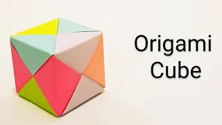 How to make a paper Cube | Origami paper cube tutorial easy steps | 3D paper crafts for school kids