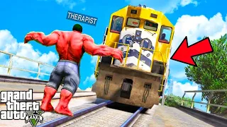 Can You STOP THE TRAIN As MEGA RED HULK?! in GTA 5!!!! MALAYALAM