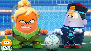 Monster Fußball Freistoß lustige Zeichentrickserien und Mehr Sports Bots Episoden für Kinder