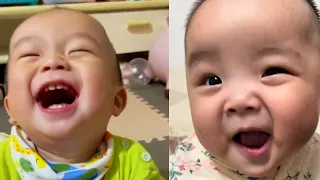 Baby laugh loudly. Cute baby funniest moments mix.