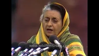 Indira Gandhi gives a Hindi speech - archival footage from 1982: Shimla agreement and peace process