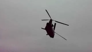 Chinook helicopter takes off at  RAF East Kirkby during RAFBF airshow