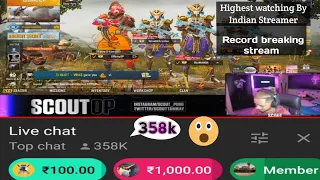 Highest Watching By Indian Streamer Record breaking Stream By Scout Op