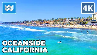 [4K] Oceanside Beach Pier in San Diego County, California USA - Walking Tour & Travel Guide  🎧