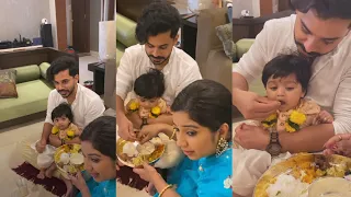 Shreya Ghoshal with her son and brother Soumyadeep | Celebrating Devyaan's annaprashan