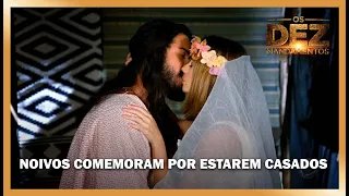 Noivos comemoram por estarem casados e passam primeira noite juntos | OS DEZ MANDAMENTOS