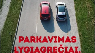 “Regitros” pratimas mieste. Parkavimas lygiagrečiai galu.