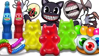 Mukbang Animation Many colors jelly food Set eating Cartoon Cat