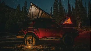 RELAXING and Camping in Roof Top Tent [ ASMR sounds | 4Runner camping | COLD PNW weather ]