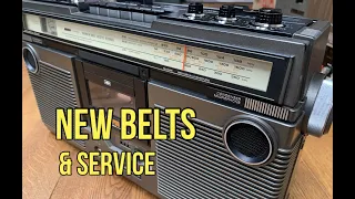 Hitachi TRK-5280E New Belts. Service & Clean. Vintage Boombox Repair. Radio Cassette Restoration