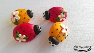 ~JustHandmade~ How to make a polymer clay (fimo) ladybug brooch