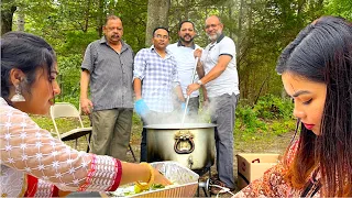 তিন খাসী দিয়ে বছরের শেষ চড়ুইভাতি || Cooking in the Woods of New Jersey with Friends & Family.