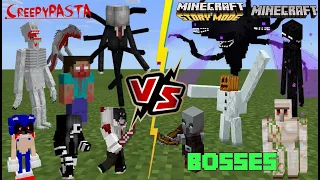 Creepypasta Legends VS Minecraft & Minecraft Story Mode Bosses [Herobrine VS WitherStorm]